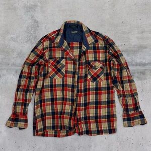 Vintage Envoy plaid flannel button down shacket shirt
